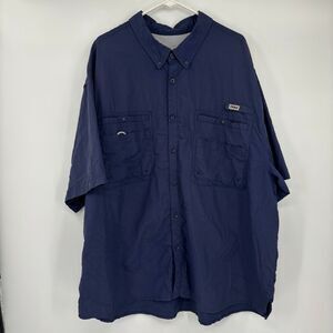 TSLA Tesla Nylon Performance Short Sleeve Button Down Shirt Navy Blue Size 3XL